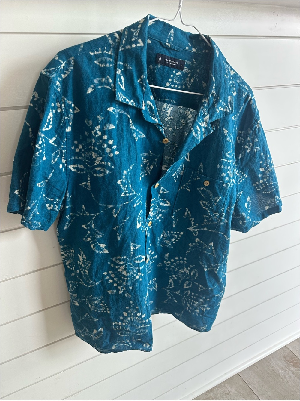 Lucky Brand Teal Floral Short-Sleeve Button-Down Shirt